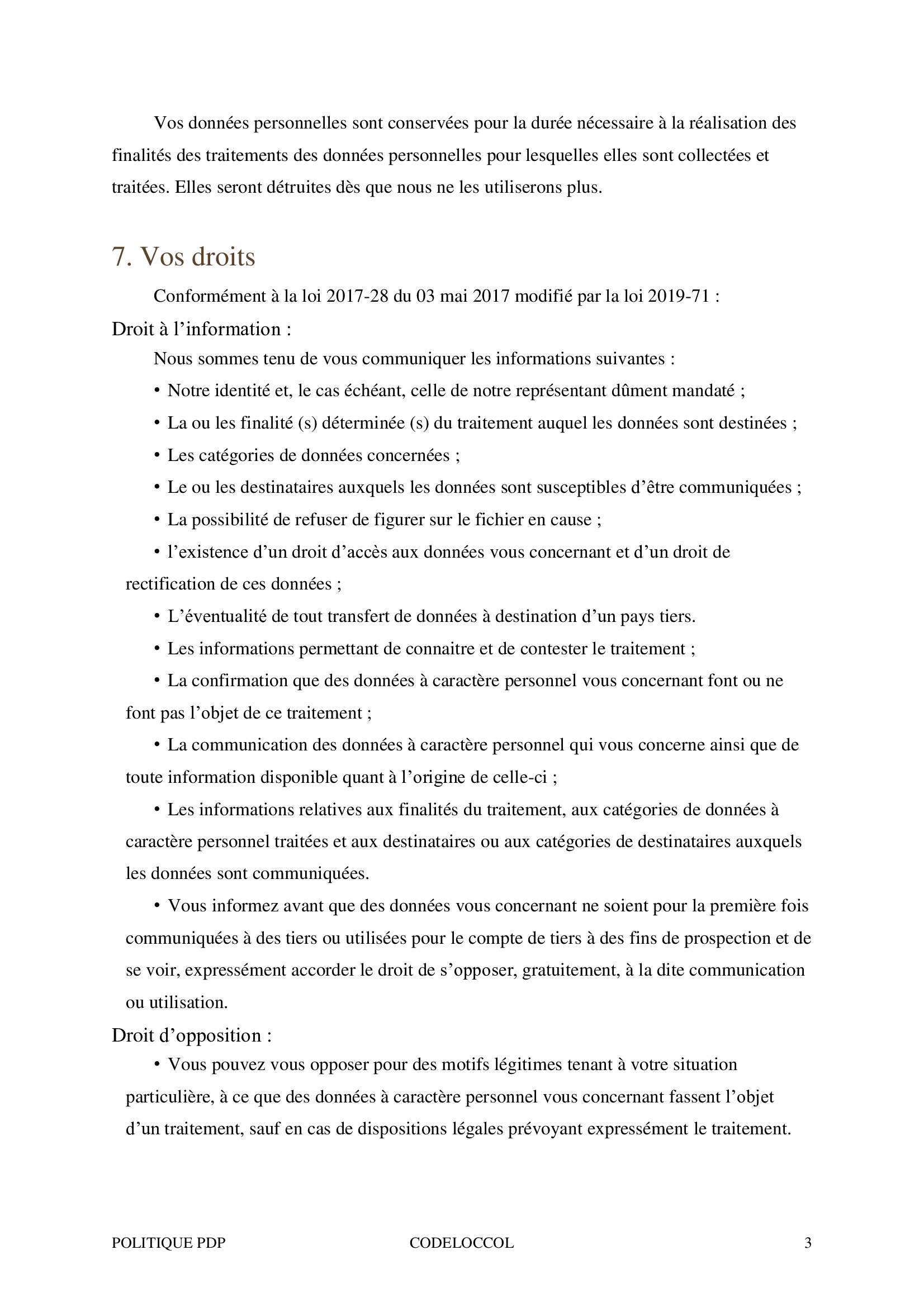 page politique de confidentialité