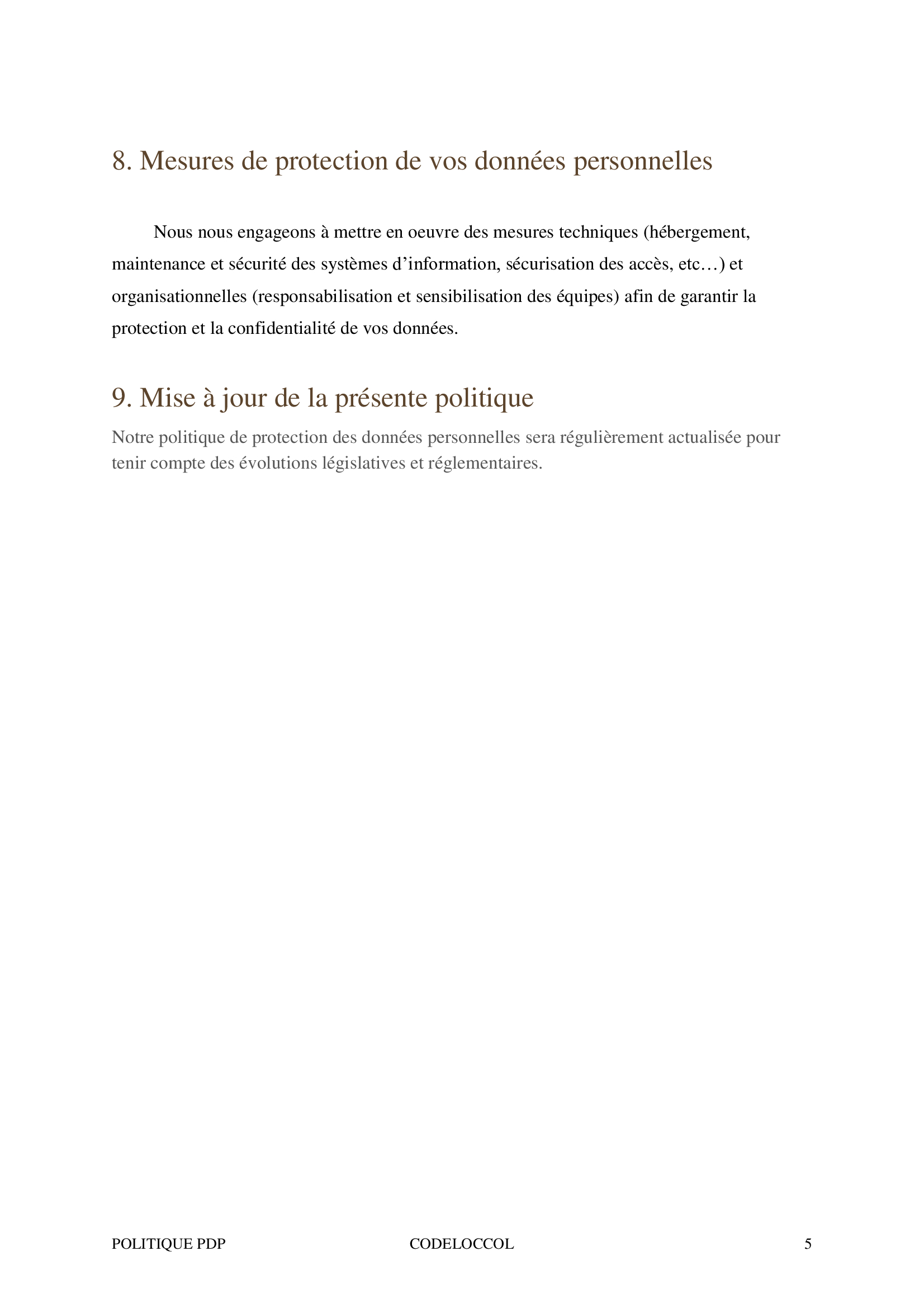 page politique de confidentialité